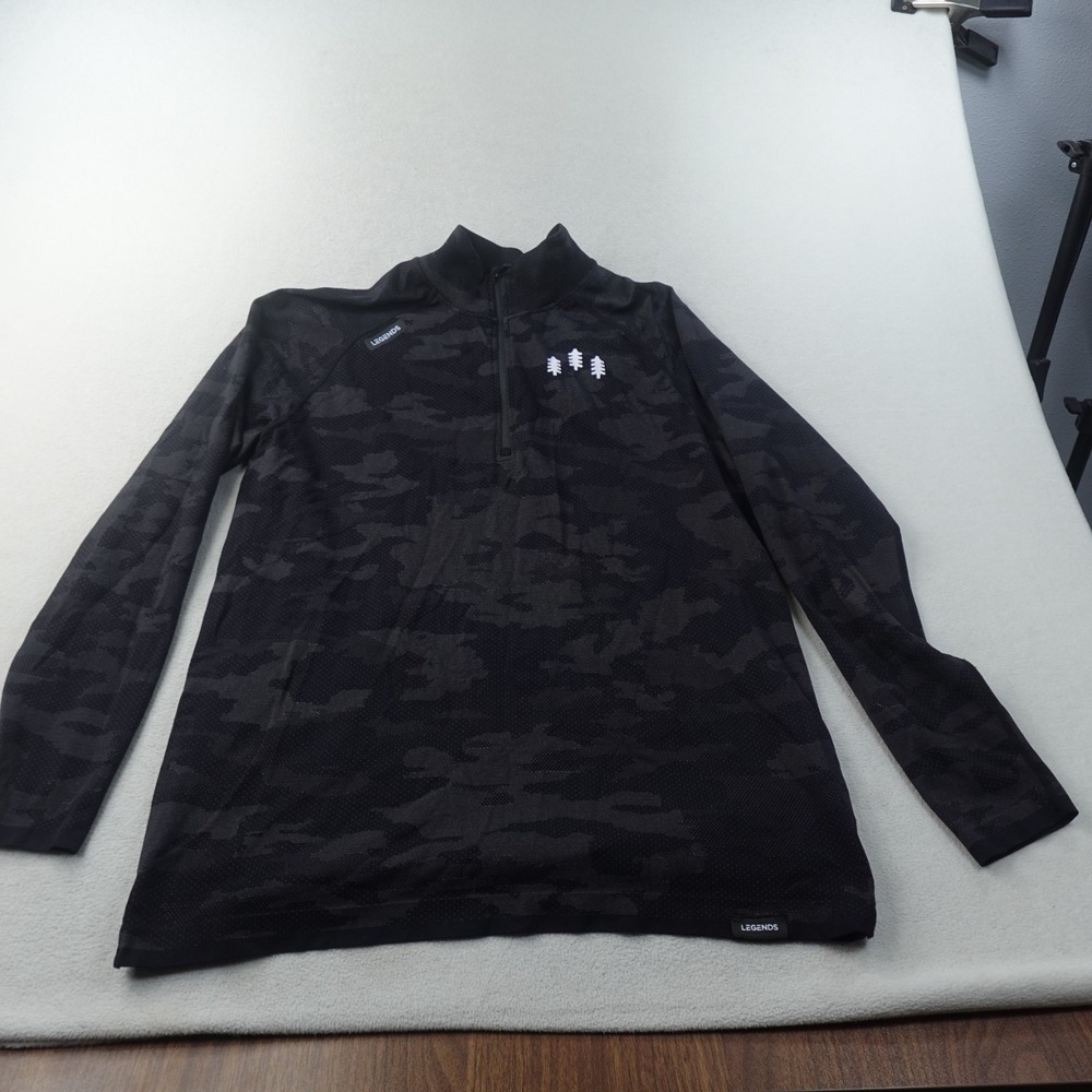 Legends 1/4 Zip Shirt Mens Large Black Camo Performance Pullover Gym